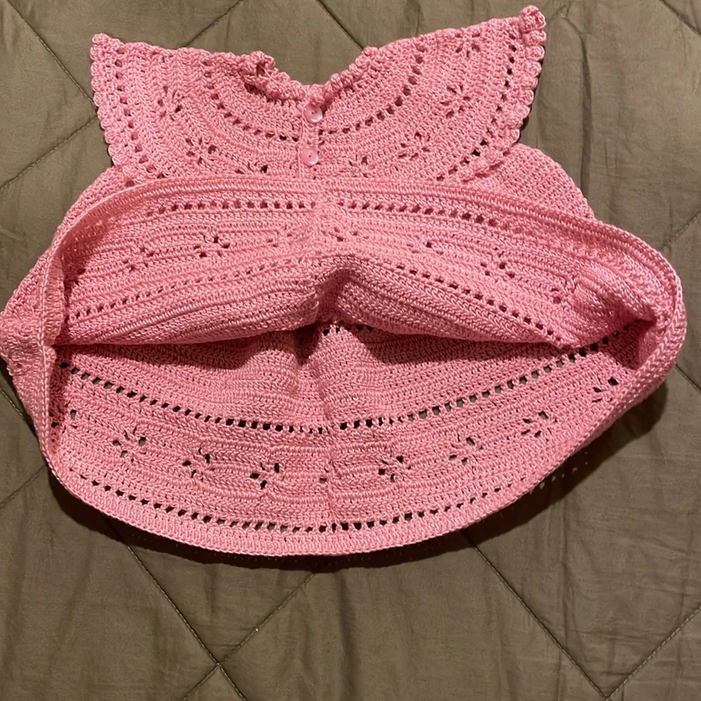 Handmade pink vintage knit baby dress o/s - Picture 6 of 13